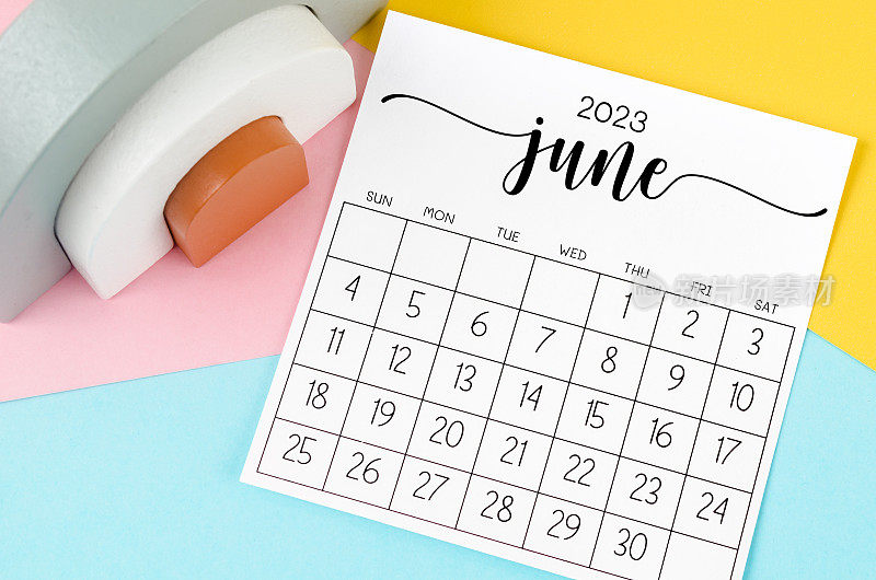 The June 2023 Monthly calendar for 2023 year on beautiful background.